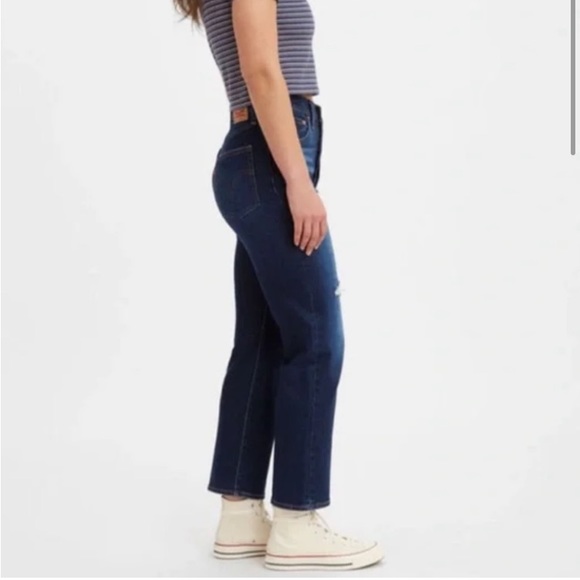 Levi’s Ribcage Straight Ankle Jeans Distressed 27 - Picture 2 of 13